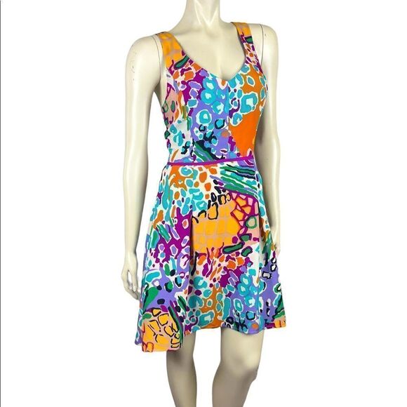 Willow & Clay Colorful Sleeveless V-Neck A-Line with Hi-Low Hemline Size M (6) - Picture 1 of 7